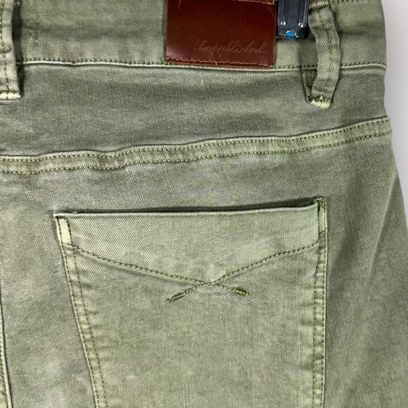 Unpublished Anthropologie Green Midrise Denim Straight‎ Leg Jeans Cuffed Hem 28 - Picture 9 of 11